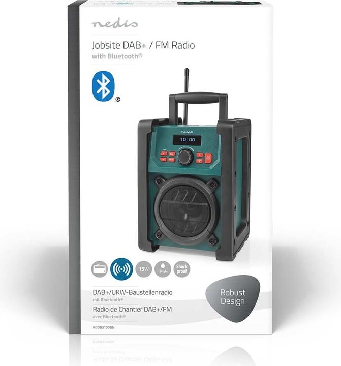 Produktbild Nedis DAB + Radio Tisch Ausführumg DAB+ / FM 2.2" Scharz-weiss Monitor Batteriebetrieben/Netzstromver (DAB+, FM, Bluetooth, WLAN)