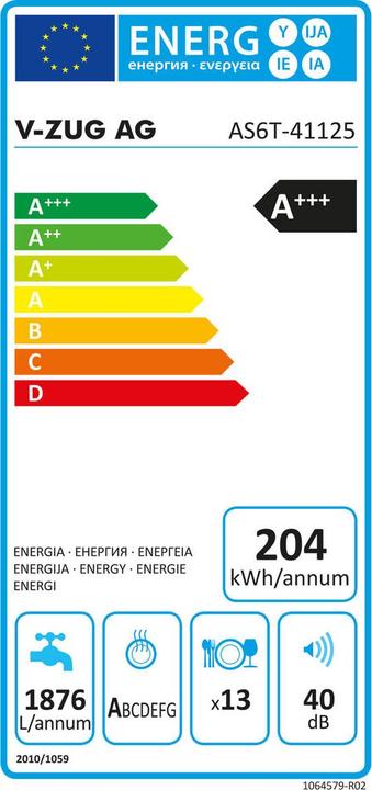 Energie-Label V-Zug AdoraSpülen V6000