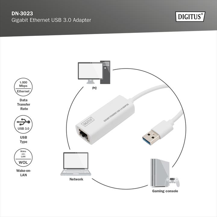 Image du produit Digitus Dn-3023 (USB 3.0, RJ45 (1x))