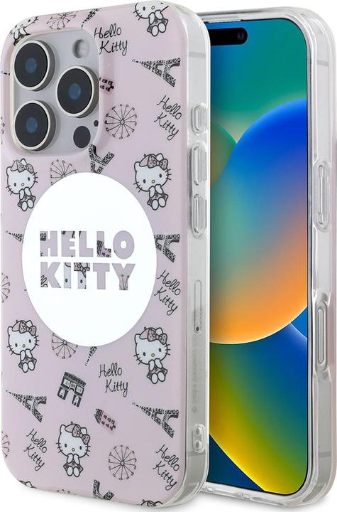 Produktbild Hello Kitty HKHMP16LHAOPP iPhone 16 Pro 6,3" różowy/pink hardcase IML All Over Paris Magsafe (Apple iPhone 16 Pro)