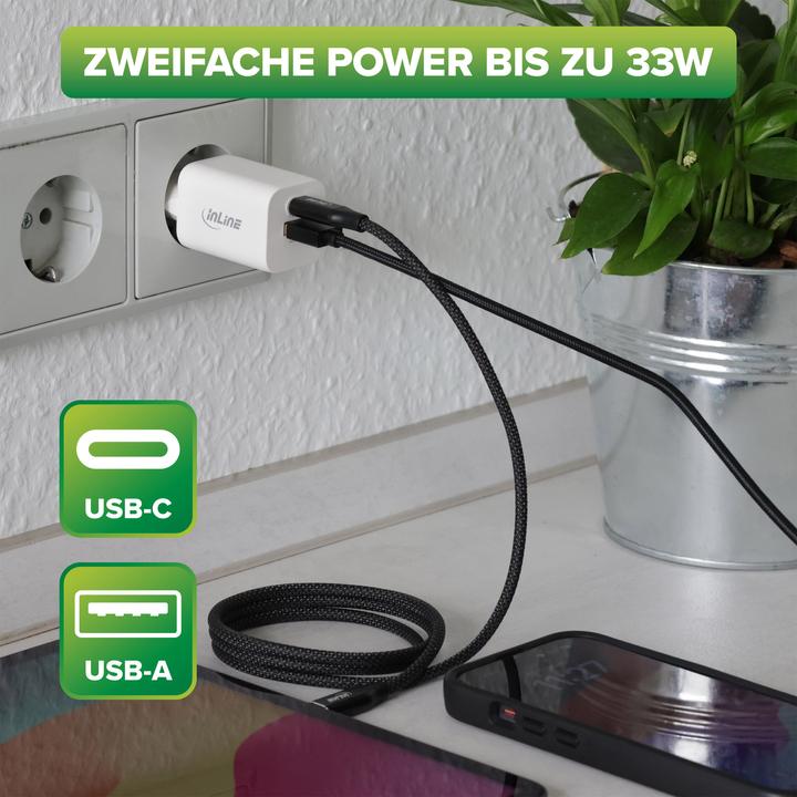 Produktbild InLine Power Delivery + Quick Charge USB Netzteil (33 W)