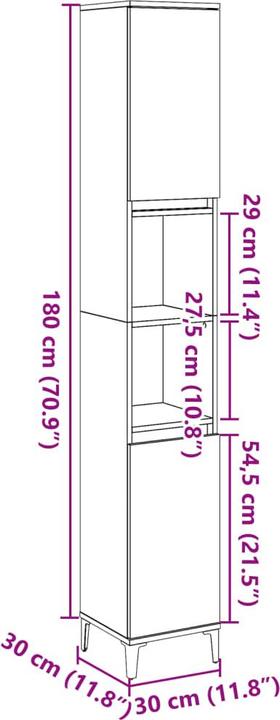Actual product image VidaXL Bathroom cabinet Tall cabinet Bathroom cabinet Bathroom furniture Cabinet Artisan oak