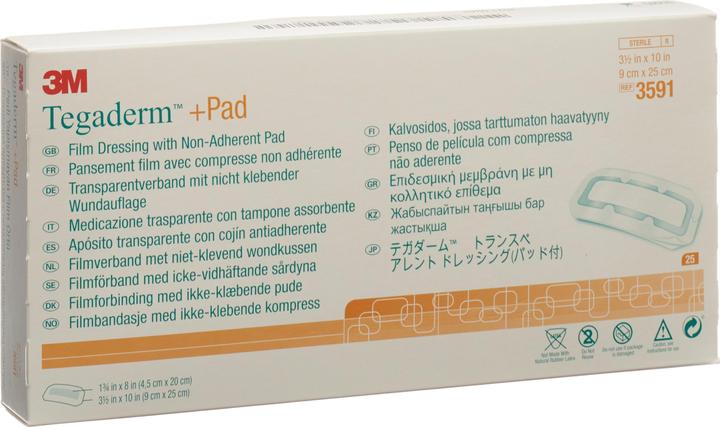 3M Tegaderm + Pad, 9x25cm Wundkissen 4.5x20cm 25 Stk (1 x)
