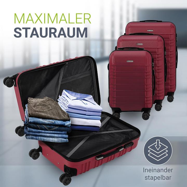 Produktbild Juskys 3-teiliges Hartschalenkoffer-Set mit 360° Rollen (120 l, M (50 - 90l), XL (ab 115l))