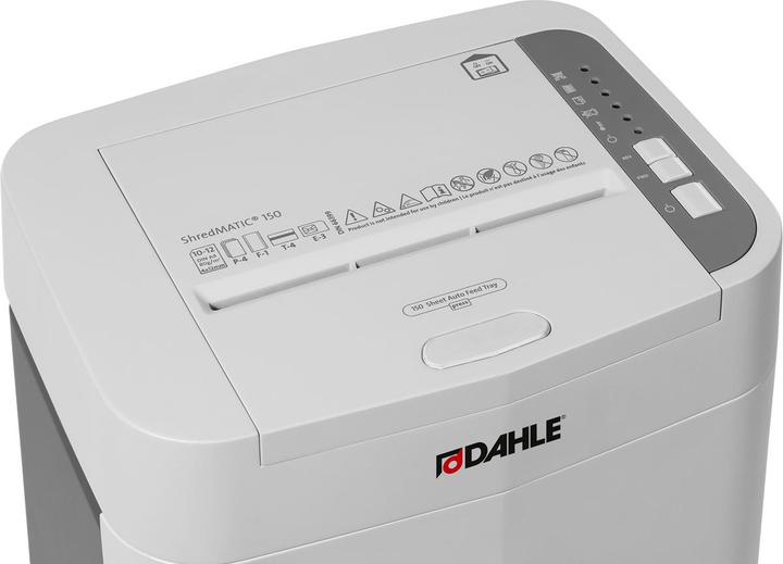 Image du produit Dahle ShredMATIC 150 Aktenvernichter mit Partikelschnitt P-4, 4 x 12 mm, bis 150 Blatt, lichtgrau (Coupe de particules)