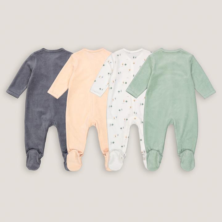 Actual product image La Redoute Collections Velvet 4-Pack Romper (60)