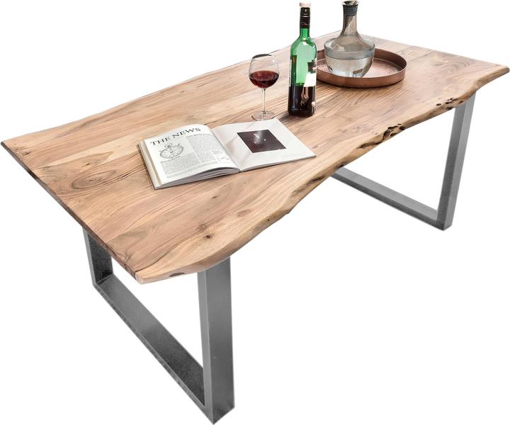 Immagine prodotto SIT Möbel Tavolo in legno massiccio Ux3.6 Acacia naturale-argento antico (160 x 76 x 85 cm)
