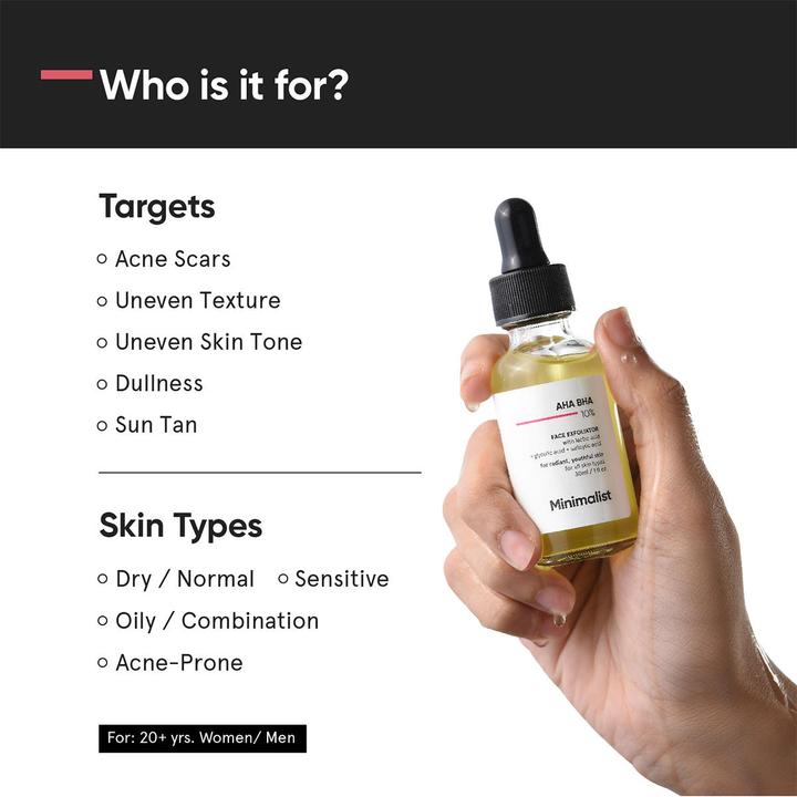 Actual product image Minimalist AHA BHA 10% Face Exfoliator (Exfoliation, 30 ml)