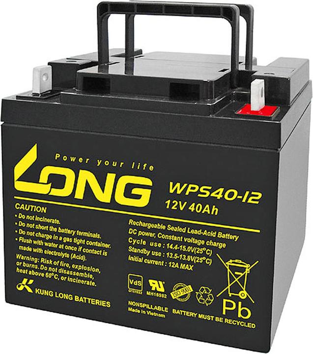 Kung Long WPS40-12 PB Lead Battery 12 Volt 40Ah with M6 Flat Pole Connection (12 V, 40 Ah)