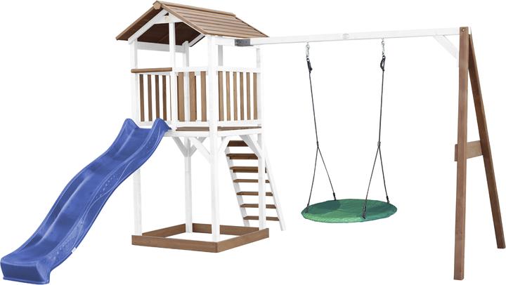 Axi Torre da gioco Beach Tower con altalena Summer Nest Brown/White - Blue Slide