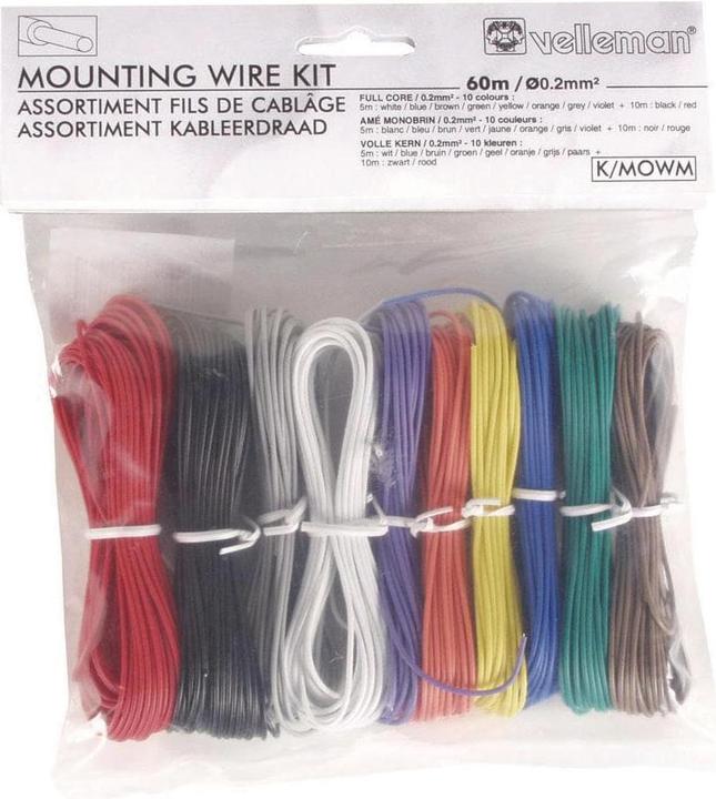 Velleman Cable set - 10 colours - 60M - Solid core (60 m)