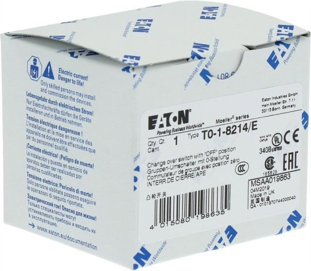 Produktbild Eaton T0-1-8214/E Umschalter 019863 Kont2 20A 2>0 1 45° tastend Einbau