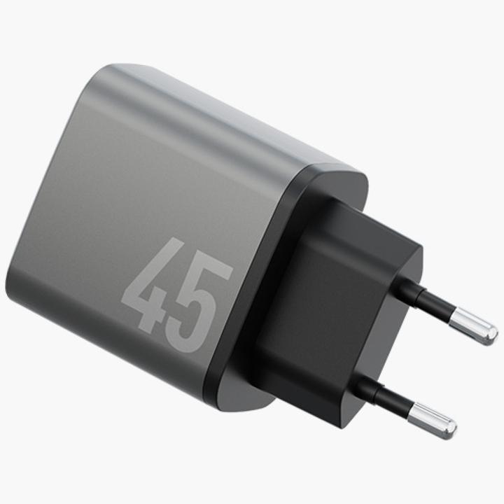 Actual product image Energea Wall Charger Ampcharge GaN45 2xUSB-C PD/PPS/QC3.0 45W grey (45 W)