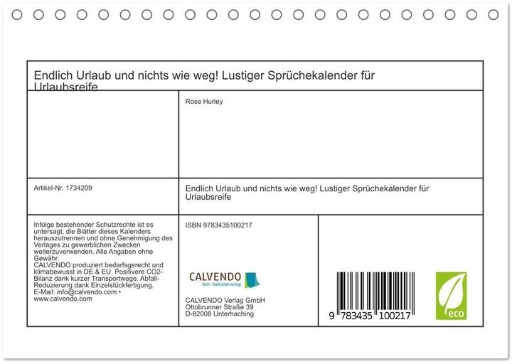 Produktbild Endlich Urlaub und nichts wie weg! Lustiger Sprchekalender fr Urlaubsreife (Tischkalender 2025 (A5, Deutsch)