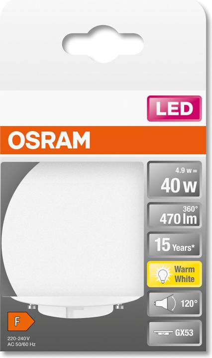 Actual product image Osram Star 40 (GX53, 4.90 W, 470 lm, 1 x, F)