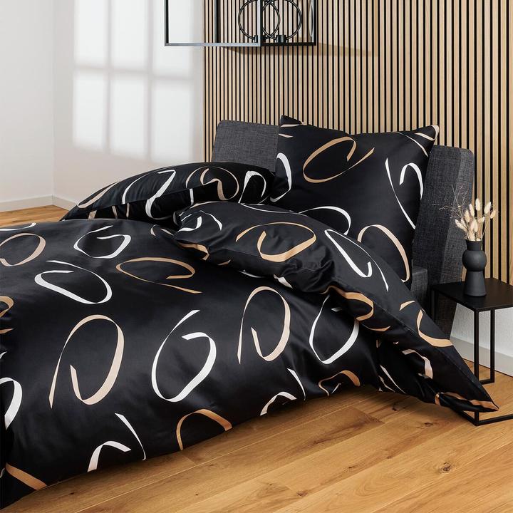 Immagine prodotto Janine Mako-Satin Bettwäsche J.D. 87102 schwarz beige (Copripiumino, 80x80 cm, 135x200 cm)