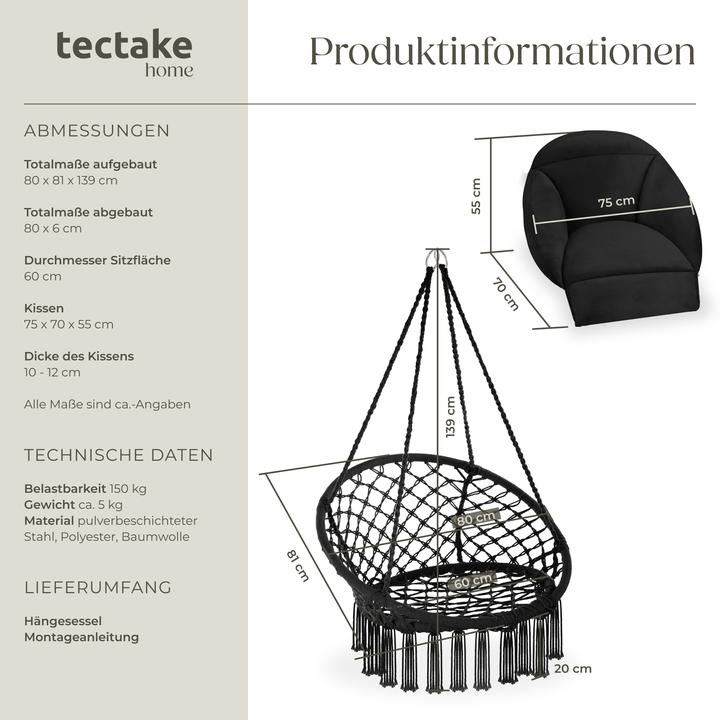 Actual product image tectake Poltrona sospesa Samira (150 kg)