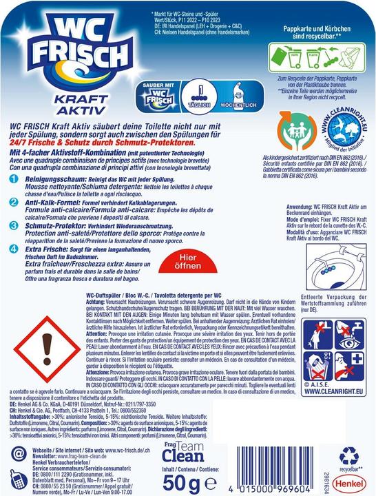 Nutritional values and ingredients WC Frisch Power Active