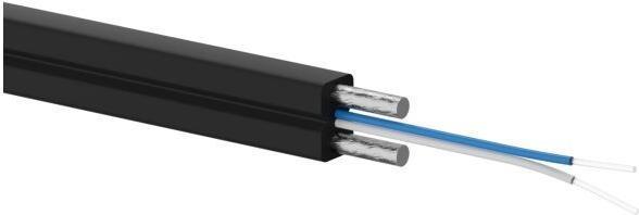 Alantec Glasfaserkabel OS2 FTTH flach SM 2J 9/125 LSOH schwarz verstärkt mit zwei Stahlstäben 1000m (CAT6, 1000 m)