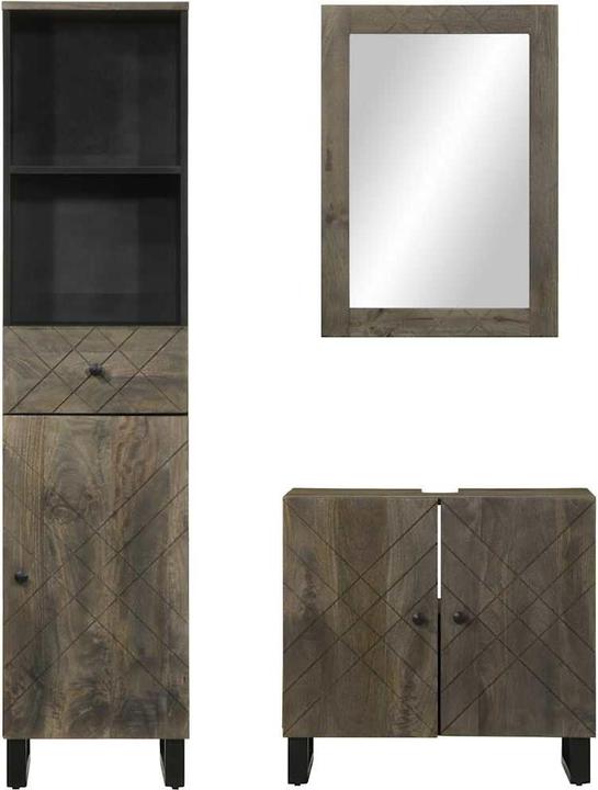 Actual product image VidaXL 3-piece bathroom furniture set black solid mango wood