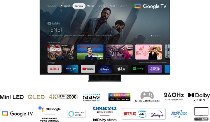 Immagine prodotto TCL Serie C84 4K Mini LED 55" 55C845 144Hz Google TV (55", QLED, 4K, 2023)