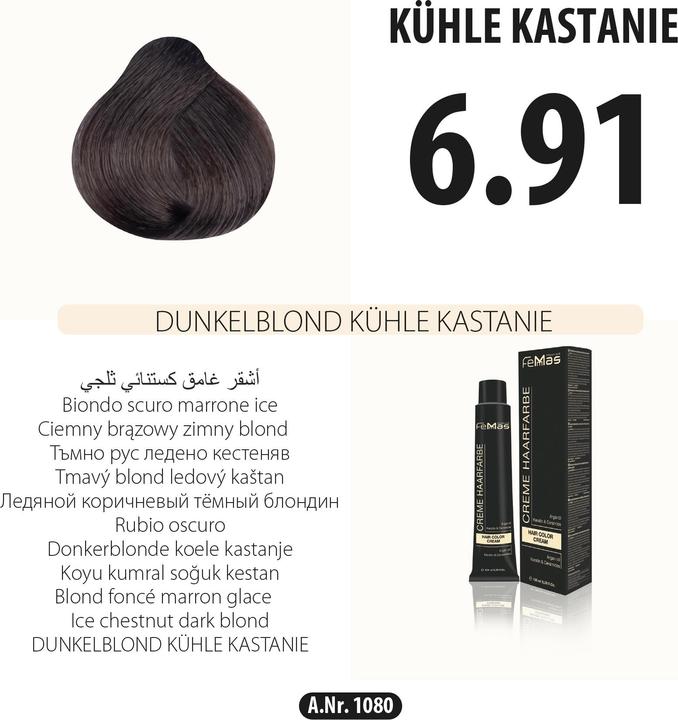 Produktbild FemMas (6.91) Haarfarbe Dunkelblond Kühle Kastanie 100ml (Dunkelblond Kühle Kastanie)