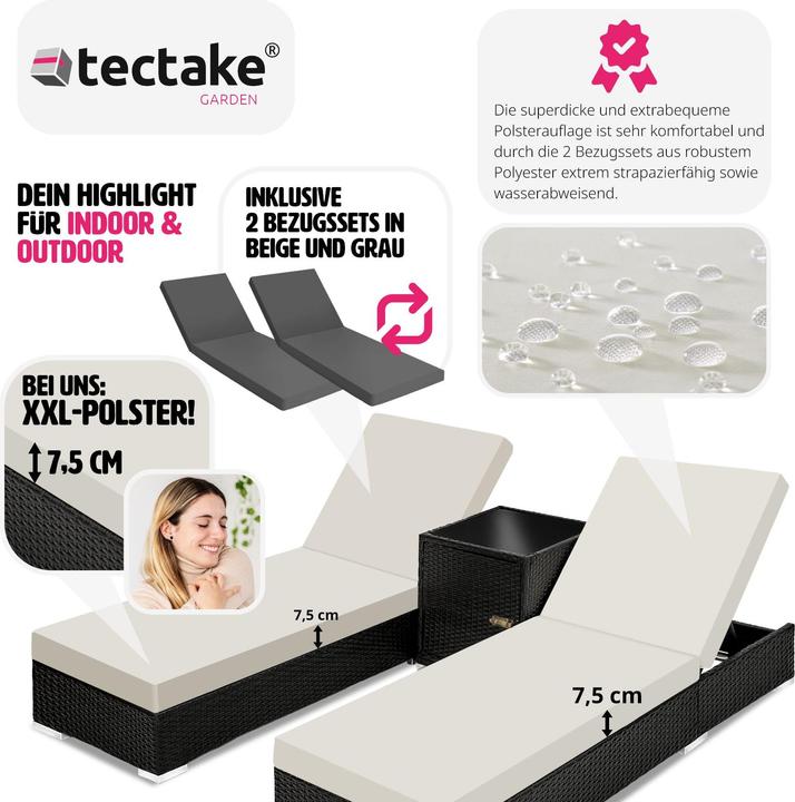 Produktbild tectake 2 Sonnenliegen (184 cm)