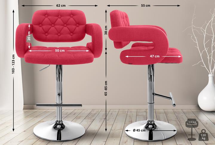 Actual product image CLP Bar stool Dublin FABRIC, red