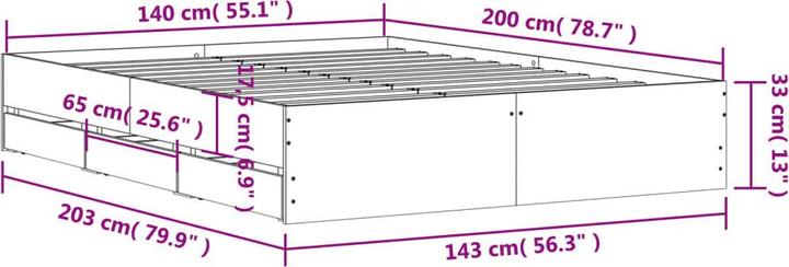 Image du produit VidaXL Bettgestell mit Schubladen (140 x 200)