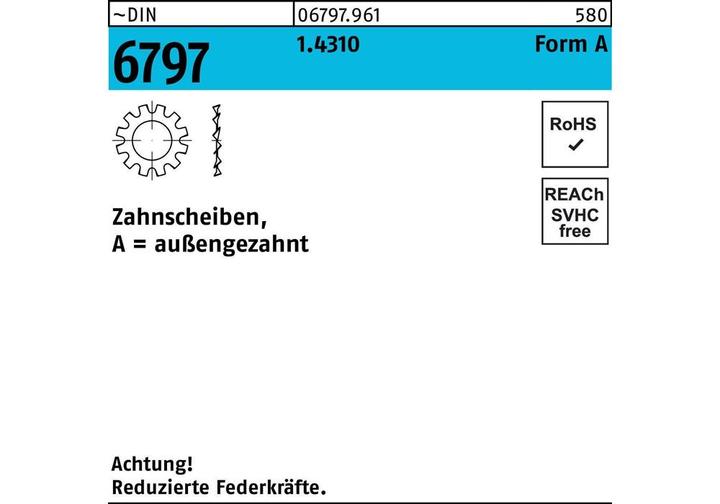 Produktbild Zahnscheibe DIN 6797 Form A aussengezahnt A 8,4 1.4310