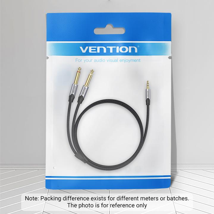 Actual product image Vention Cable mini jack 3.5 mm to 2x jack 6.5 mm BARHG 1.5m (grey) (1.50 m, 3.5mm jack (AUX))