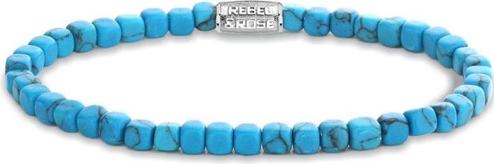 Actual product image Rebel Rose - Turquoise beaded bracelet Roll The Dice RR-40094-S - Dimension: 17.5 cm - M (M) (18 cm, Acero inoxidable, Turquesa)