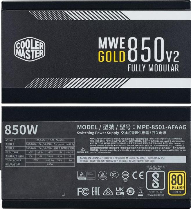 Produktbild Cooler Master Netzteil MWE V2 3.0 Ready (850 W)