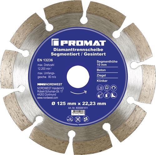 Produktbild Nordwest Handel AG Diamanttrennscheibe D.230mm Bohr.22,23mm segmentiert 10mm PROMAT