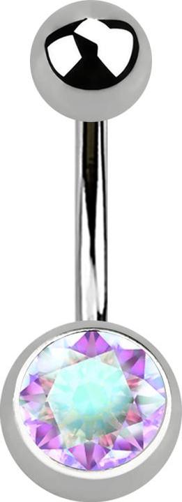 Produktbild Star Piercing Sterile Banane silber mit Kugel und Kugel Kristall multicolor (ohne Messing, Titan G23)