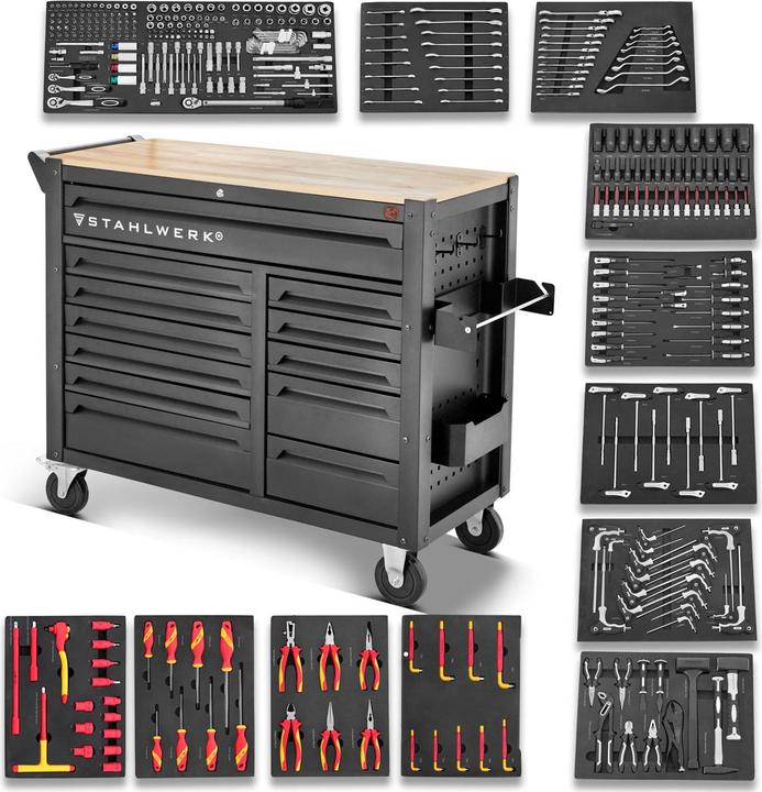 Image du produit Stahlwerk Chariot d'atelier DINO Chariot à outils XXL Chariot de montage 364 outils CrV (364 x)