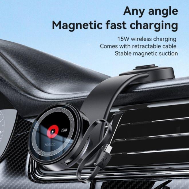 Actual product image Yesido C314 Car mount with wireless charging