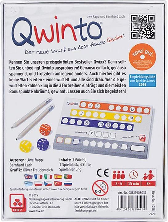 Etichetta energetica NSV Qwinto (Tedesco, Francese, Italiano, Inglese)