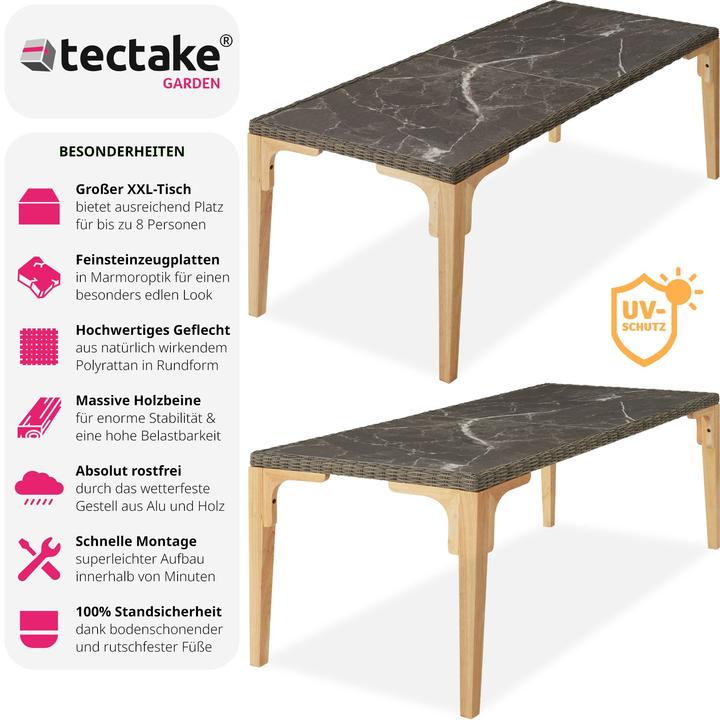 Produktbild tectake Rattan Tisch Foggia 196x87x76cm (196 cm)