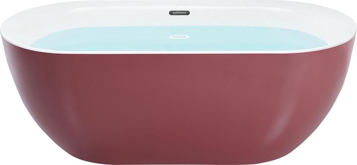 Actual product image Beliani Bathtub freestanding burgundy oval 170 x 80 cm CARRERA (240 l, 80 cm, 170 cm)