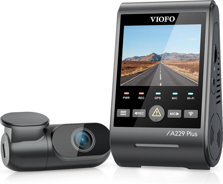 Produktbild Viofo A229 Plus 2CH - Dual dashcam (Eingebautes Mikrofon, GPS-Empfänger, Eingebautes Display, Bluetooth, Beschleunigungssensor, Nachtsicht, 2K)