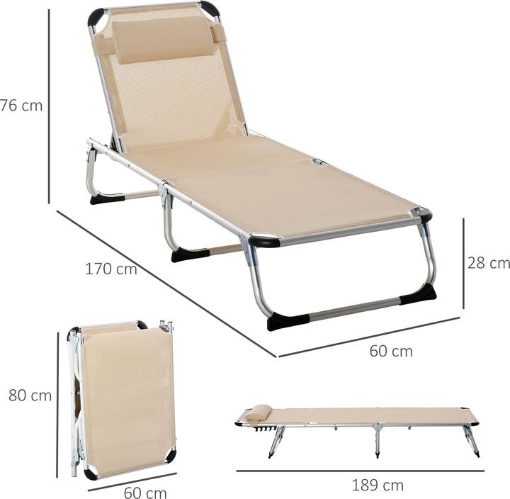 Actual product image Outsunny 5-stage adjustable garden lounger (80 cm)