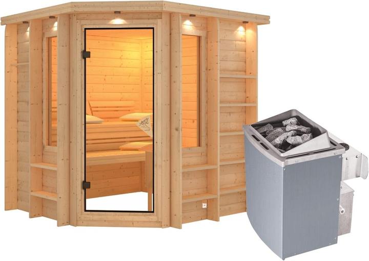Produktbild Karibu Cortona mit Dachkranz (9 KW interne Steuerung)
