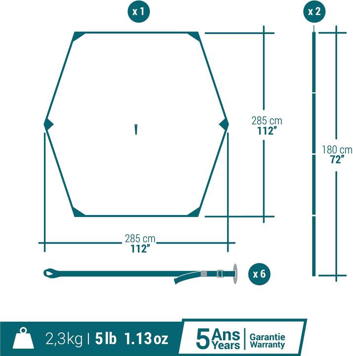 Actual product image Quechua Tarp MH100 (L) (Tarp, 2.39 kg, 4 persons)