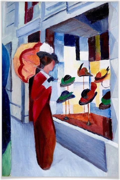 Produktbild Trenddeko Macke - Frau mit Sonnenschirm vor Hutladen (60 x 90 cm)