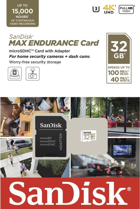 Actual product image SanDisk max endurance (32 GB, microSDHC, U3, UHS-I)