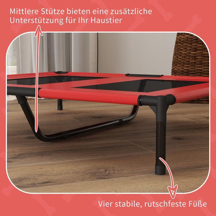 Produktbild Swisshandel24 Hundebett, Hundeliege, robust, erhöht & wetterfest, bis 50 kg, 92x76x18cm, Rot (Hund)