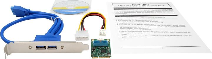 Actual product image Exsys Mini PCI-E card 2x USB 3.2 Gen 1