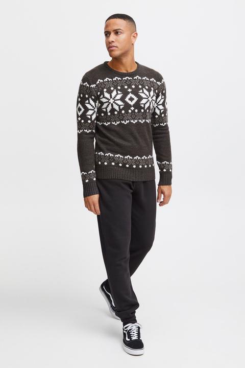 Image du produit Solid Norwig Pull En Grosse Maille Pull-Over Tricot Pour Homme Avec Encolure Rond (S)