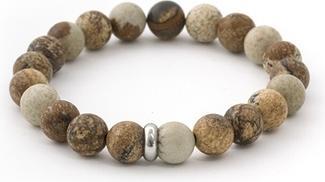 Actual product image Beneto Beaded bracelet made of lava stone and jasper MINK108 - Length: 19 cm (L) (19 cm, Jasper, Lava stone)